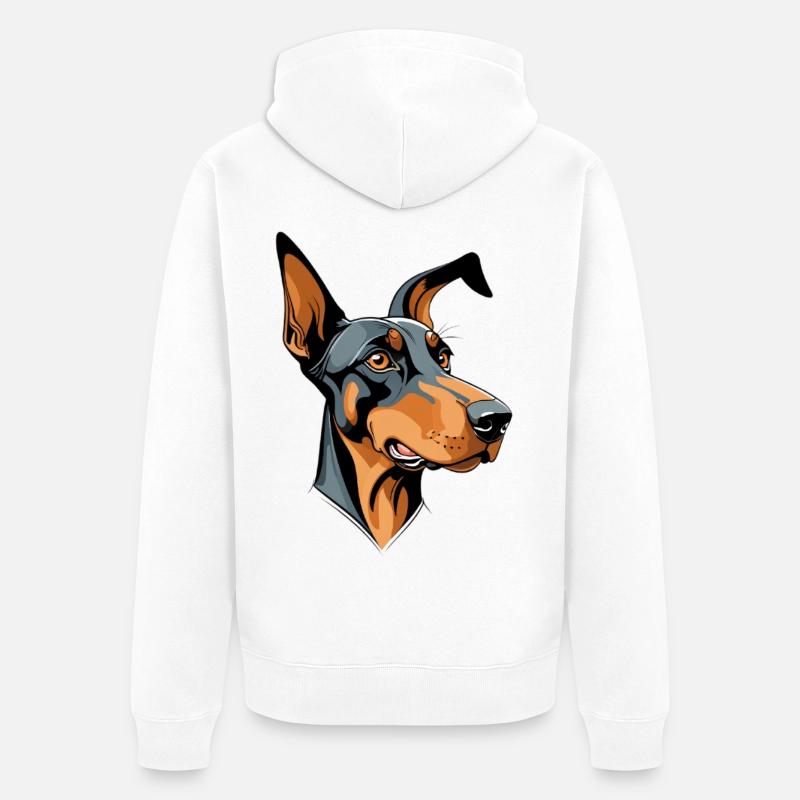Tête de doberman dessin animé illustration - Veste à capuche bio Premium Unisexe - blanc