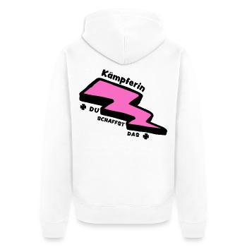 Glücksbringer: Du schaffst das! Kämpferin - Unisex Premium Bio Zip Hoodie - Weiß - Hinten - Thijin (182cm)