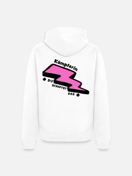 Glücksbringer: Du schaffst das! Kämpferin - Unisex Premium Bio Zip Hoodie - Weiß