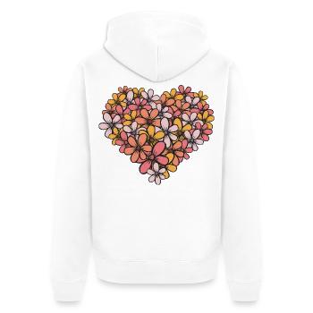 Flower Heart Floral Pattern - Unisex Premium Organic Zip Hoodie - white - Back - Thijin (182cm)