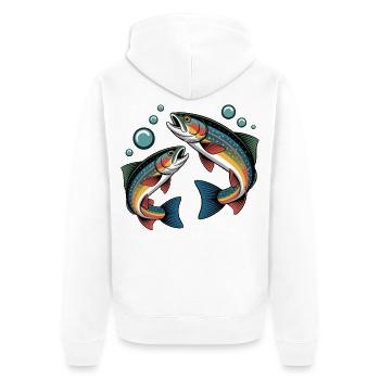 Springende Forellen - Unisex Premium Bio Zip Hoodie - Weiß - Hinten - Thijin (182cm)