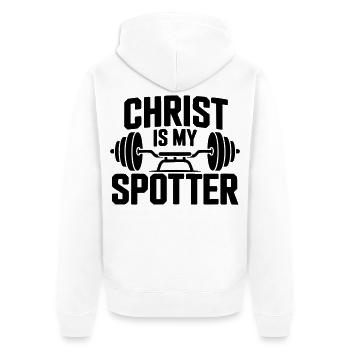 Christus ist mein Spotter - Unisex Premium Bio Zip Hoodie - Weiß - Hinten - Thijin (182cm)
