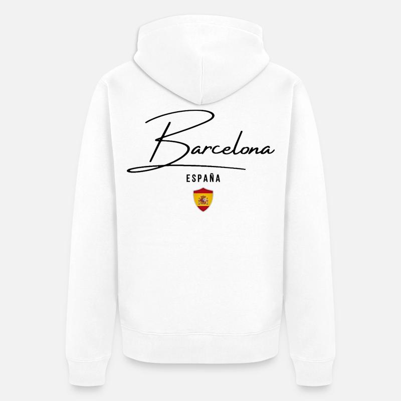 Design élégant Barcelone, j’adore Barcelone - Veste à capuche bio Premium Unisexe - blanc