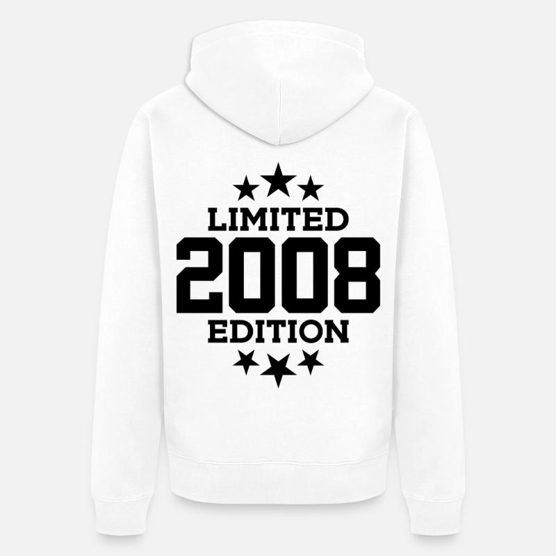 ÉDITION LIMITÉE 2008 18E ANNIVERSAIRE - Veste à capuche bio Premium Unisexe - blanc