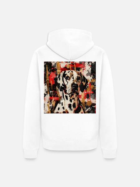 Dalmatiner im abstrakten Farbspiel - Unisex Premium Bio Zip Hoodie - Weiß