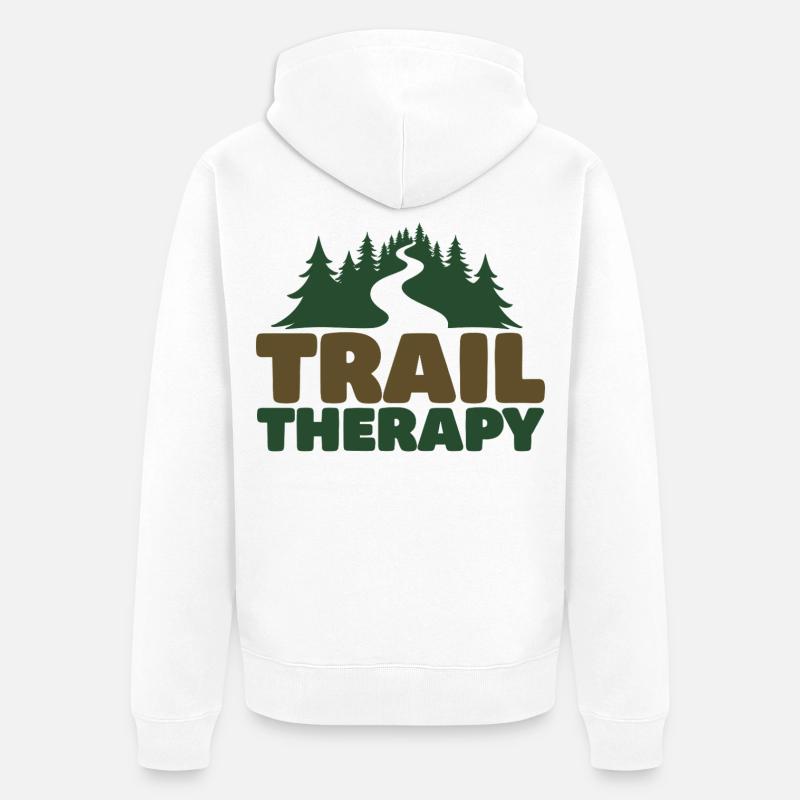 TRAIL THERAPY Dicton Déclaration - Veste à capuche bio Premium Unisexe - blanc