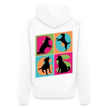 Chiens que j'aime Silhouettes de chiens Maman chien Papa chien - Veste à capuche bio Premium Unisexe - blanc - Dos - Thijin (182cm)