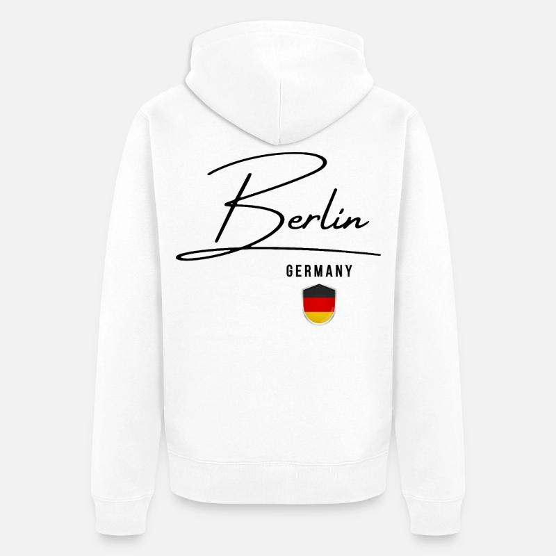 Design élégant Berlin, j’adore Berlin - Veste à capuche bio Premium Unisexe - blanc