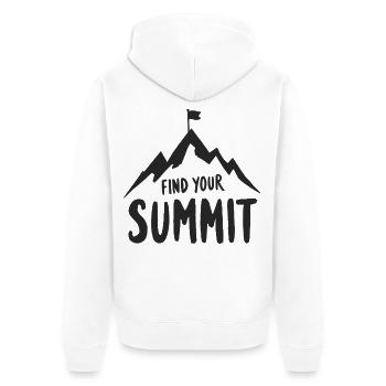 Finde Deinen Gipfel - Unisex Premium Bio Zip Hoodie - Weiß - Hinten - Thijin (182cm)