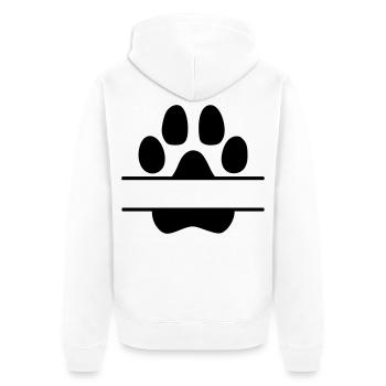 Hundepfoten Namensschild - Unisex Premium Bio Zip Hoodie - Weiß - Hinten - Thijin (182cm)