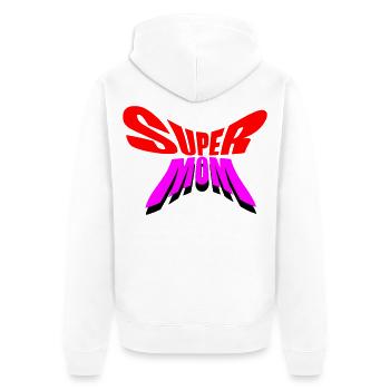 Super Mom / Super Maman - Unisex Premium Organic Zip Hoodie - white - Back - Thijin (182cm)