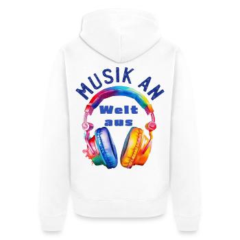 Music On - World Off - Casque - Cadeau Musicien - Veste à capuche bio Premium Unisexe - blanc - Dos - Thijin (182cm)