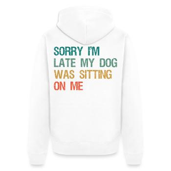Sorry I'm Late My Dog Was Sitting On Me Retro - Unisex Premium Bio Zip Hoodie - Weiß - Hinten - Thijin (182cm)
