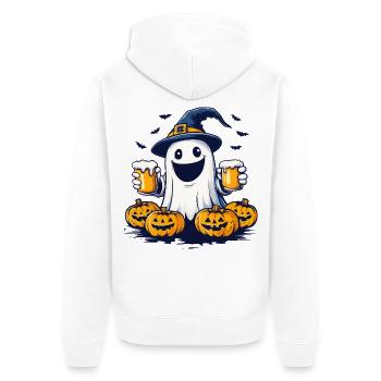 Halloween Ghost Ghost Beer Alcohol Funny - Unisex Premium Organic Zip Hoodie - white - Back - Thijin (182cm)