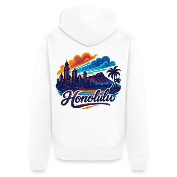Honolulu Waikiki Hauptstadt Hawaii Aloha Geschenk - Unisex Premium Bio Zip Hoodie - Weiß - Hinten - Thijin (182cm)