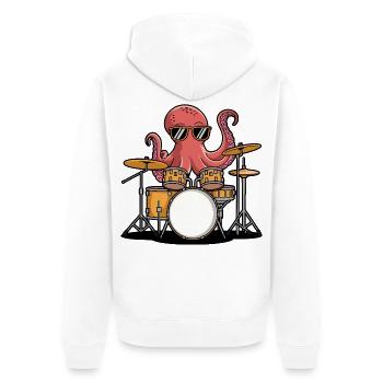 Drummer Octopus Band Groove - Unisex Premium Organic Zip Hoodie - white - Back - Thijin (182cm)