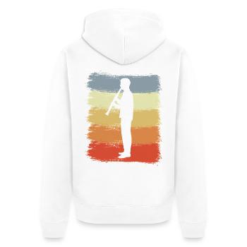 Vintage Clarinetist Sketch - Unisex Premium Organic Zip Hoodie - white - Back - Thijin (182cm)