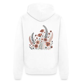Fleurs bohèmes – Harmonie épanouie - Veste à capuche bio Premium Unisexe - blanc - Dos - Thijin (182cm)