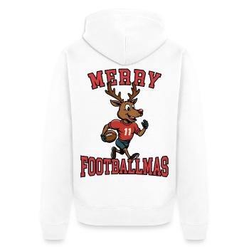 Frohe Footballmas - Unisex Premium Bio Zip Hoodie - Weiß - Hinten - Thijin (182cm)