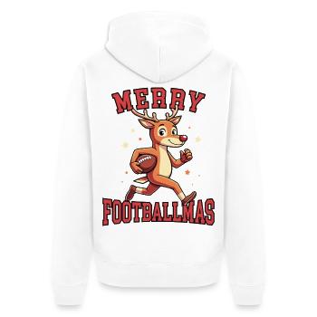 Frohe Footballmas - Unisex Premium Bio Zip Hoodie - Weiß - Hinten - Thijin (182cm)