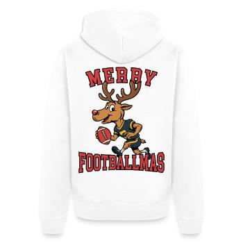 Frohe Footballmas - Unisex Premium Bio Zip Hoodie - Weiß - Hinten - Thijin (182cm)