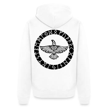 Black Raven and Viking Runes - Unisex Premium Organic Zip Hoodie - white - Back - Thijin (182cm)