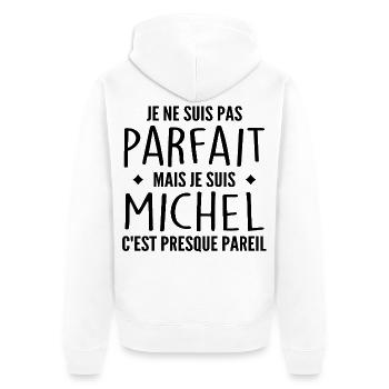 Michel Un Prénom, Une Attitude L’Humour Michel - Veste à capuche bio Premium Unisexe - blanc - Dos - Thijin (182cm)