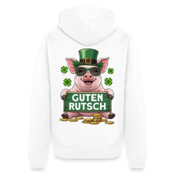 Guten Rutsch - Unisex Premium Bio Zip Hoodie - Weiß - Hinten - Thijin (182cm)