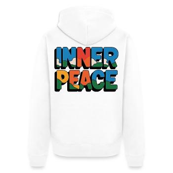 Inner Peace Regenbogen-Buchstaben - Unisex Premium Bio Zip Hoodie - Weiß - Hinten - Thijin (182cm)