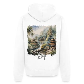 Bali Watercolor, Bali Indonesia - Unisex Premium Organic Zip Hoodie - white - Back - Thijin (182cm)