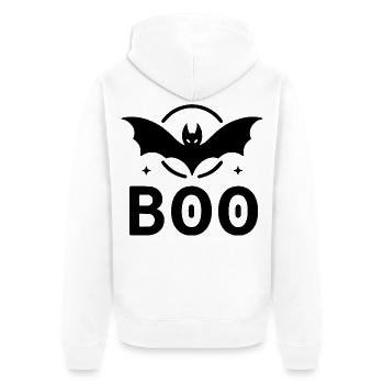 BOO - Bat - Unisex Premium Organic Zip Hoodie - white - Back - Thijin (182cm)