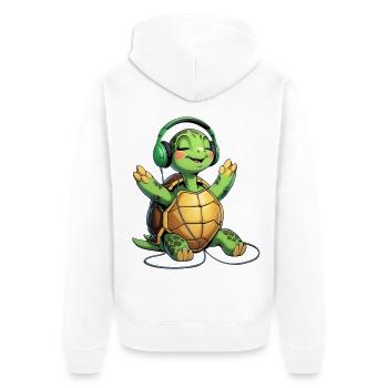 Music turtle with headphones - Unisex Premium Organic Zip Hoodie - white - Back - Thijin (182cm)