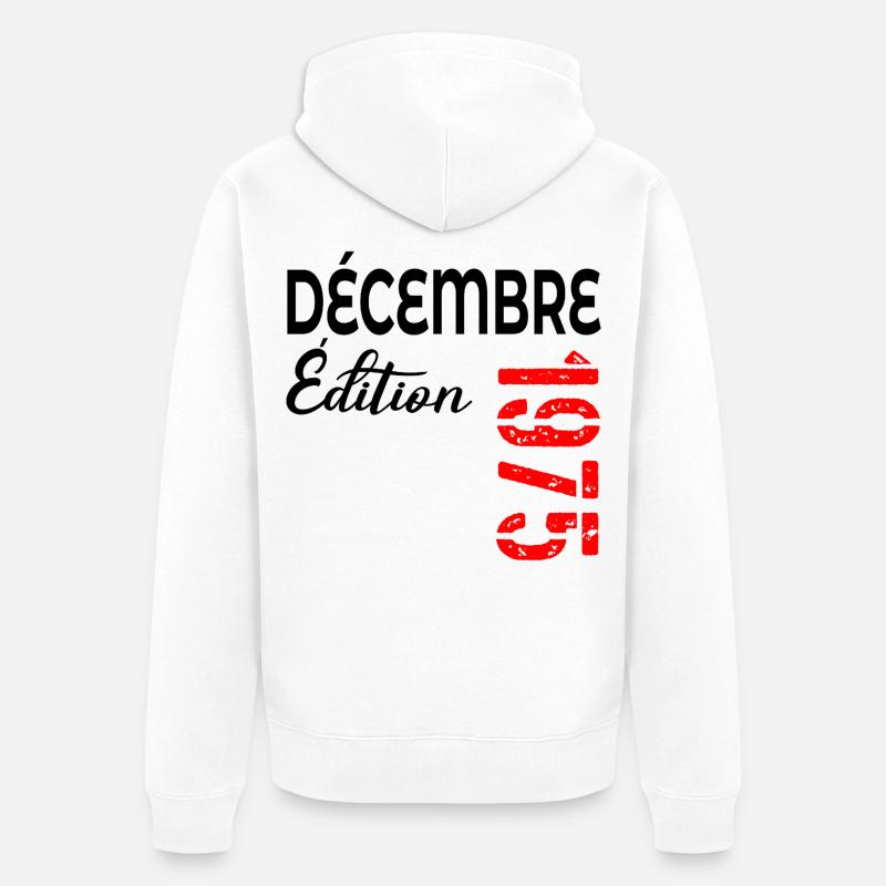 Joyeux 50e anniversaire Décembre 1985 - Veste à capuche bio Premium Unisexe - blanc