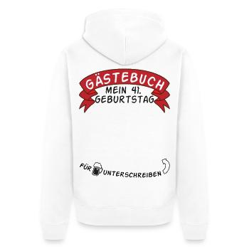 Gästebuch Mein 41. Geburtstag Geschenkidee - Unisex Premium Bio Zip Hoodie - Weiß - Hinten - Thijin (182cm)