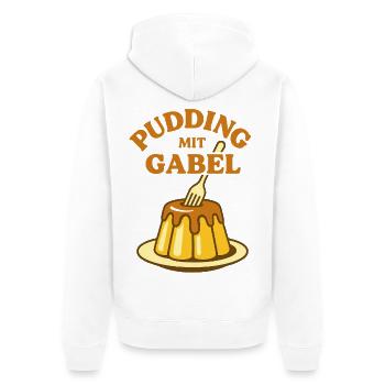 Pudding mit Gabel - Unisex Premium Bio Zip Hoodie - Weiß - Hinten - Thijin (182cm)