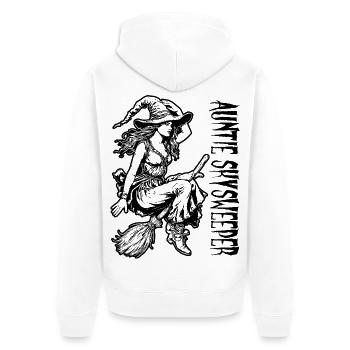 Tante Skysweeper Hexe schwarzes Design - Unisex Premium Bio Zip Hoodie - Weiß - Hinten - Thijin (182cm)