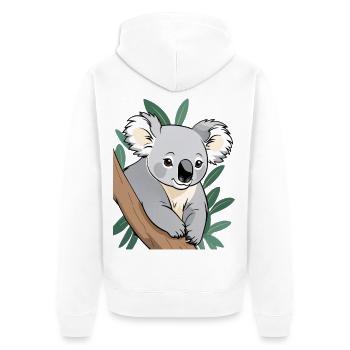 Koala am Ast Cartoon - Unisex Premium Bio Zip Hoodie - Weiß - Hinten - Thijin (182cm)