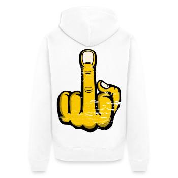 Majeur Stinky Finger Design Jaune utilisé - Veste à capuche bio Premium Unisexe - blanc - Dos - Thijin (182cm)
