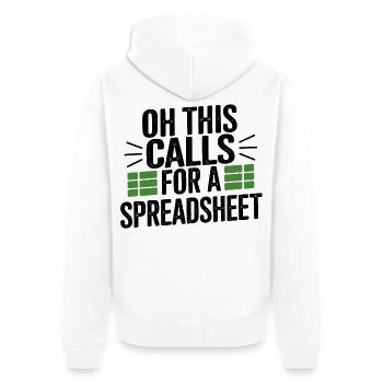 Oh Das Braucht Eine Tabelle - Unisex Premium Bio Zip Hoodie - Weiß - Hinten - Thijin (182cm)