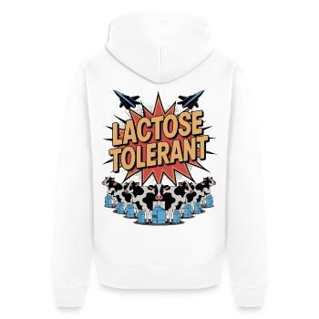 Laktose Tolerant - Unisex Premium Bio Zip Hoodie - Weiß - Hinten - Thijin (182cm)