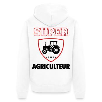Super agriculteur, fête des pères, noël - Veste à capuche bio Premium Unisexe - blanc - Dos - Thijin (182cm)