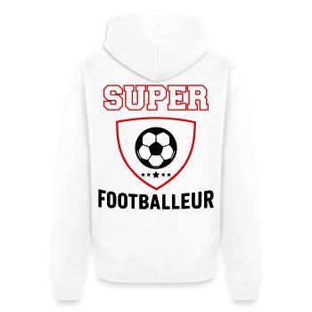 Super footballeur, fête des pères, noël - Veste à capuche bio Premium Unisexe - blanc - Dos - Thijin (182cm)