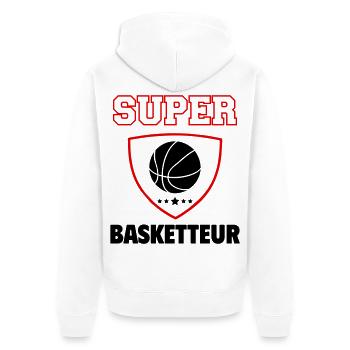 Super basketteur, fête des pères, noël - Veste à capuche bio Premium Unisexe - blanc - Dos - Thijin (182cm)