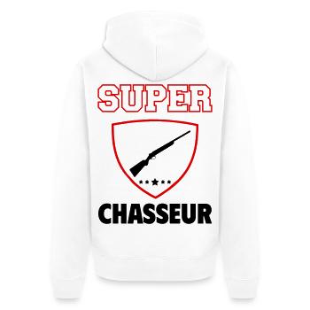 Super Hunter, Father's Day, Christmas - Unisex Premium Organic Zip Hoodie - white - Back - Thijin (182cm)