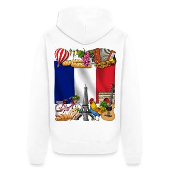 Frankreich - Unisex Premium Bio Zip Hoodie - Weiß - Hinten - Thijin (182cm)