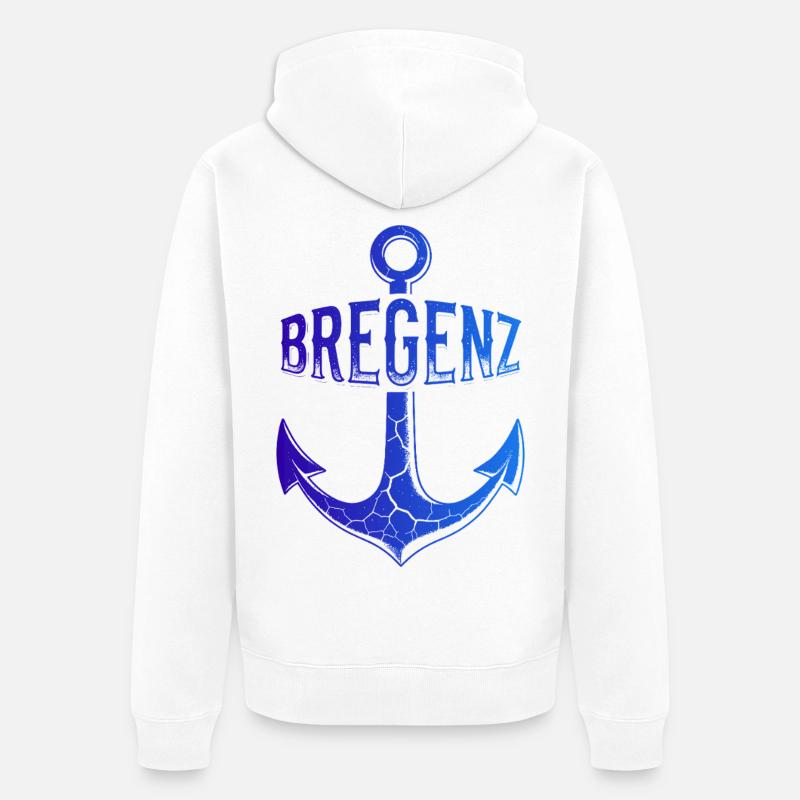 Ancre Bregenz, lac de Constance, Autriche - Veste à capuche bio Premium Unisexe - blanc