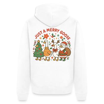 Noël juste une famille d’oies joyeuses - Veste à capuche bio Premium Unisexe - blanc - Dos - Thijin (182cm)