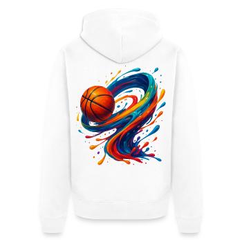 Vibrant Orbit Basketball Splash - Unisex Premium Organic Zip Hoodie - white - Back - Thijin (182cm)