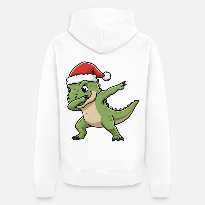 Dab T-Rex de Noël - Veste à capuche bio Premium Unisexe - blanc