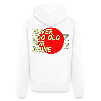 Jamais trop vieux pour la conception de streetwear d’anime au Japon - Veste à capuche bio Premium Unisexe - blanc - Dos - Thijin (182cm)